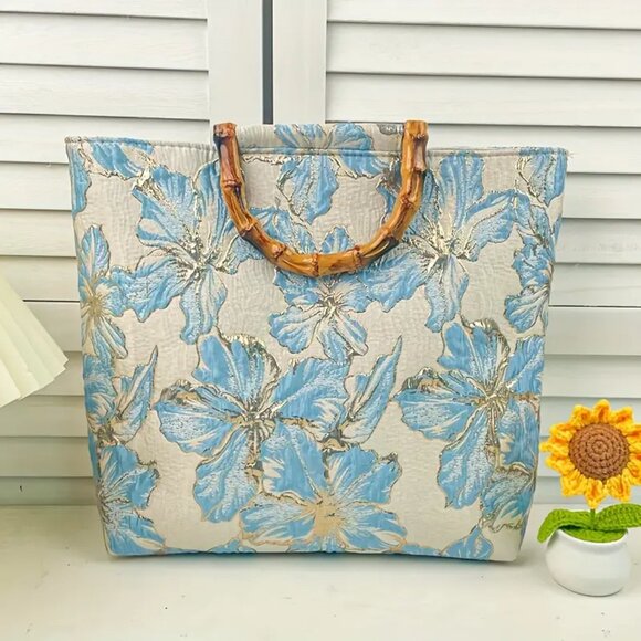 Floral Tote Bag / Floral Print Canvas Tote - Picture 4 of 6